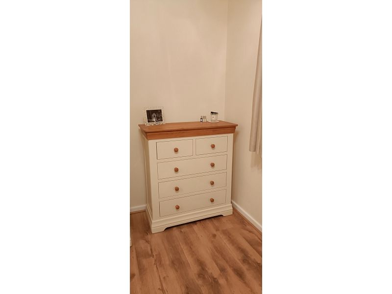 Farmhouse Cream Painted 2 Over 3 Chest Of Drawers Free Delivery Top