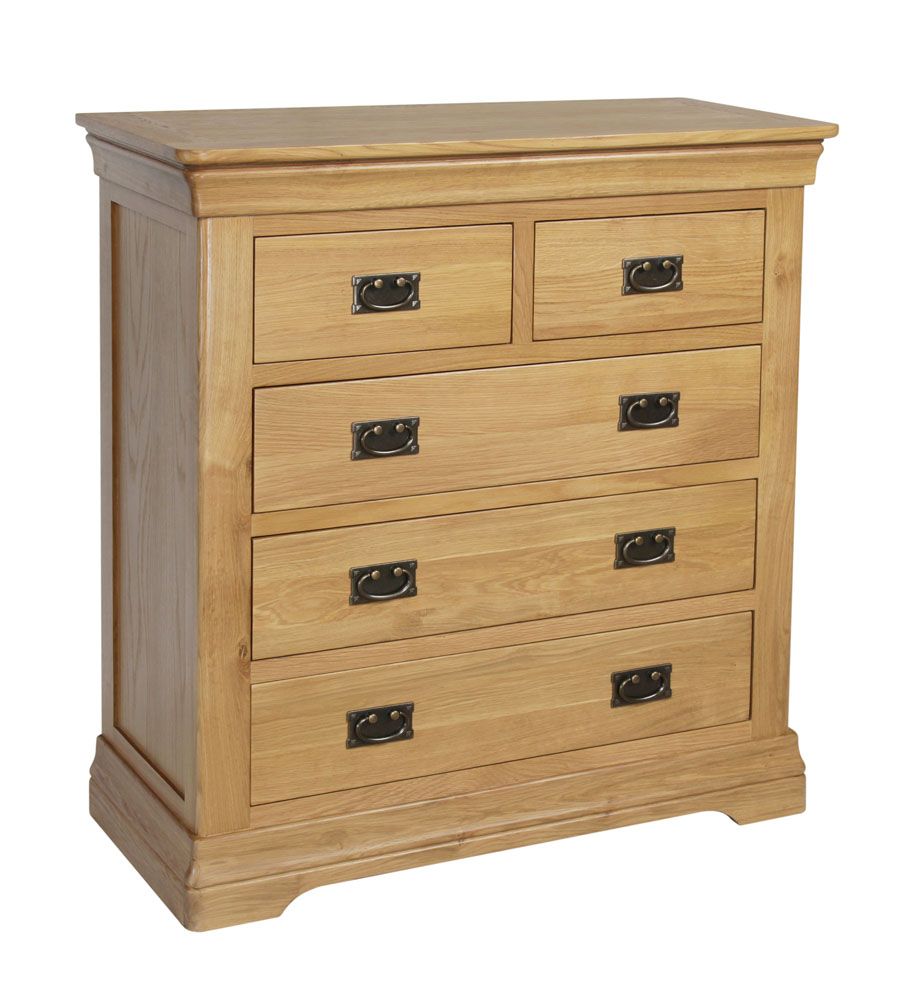 French Farmhouse Country Oak 2 Over 3 Chest of Drawers - Free Delivery ...