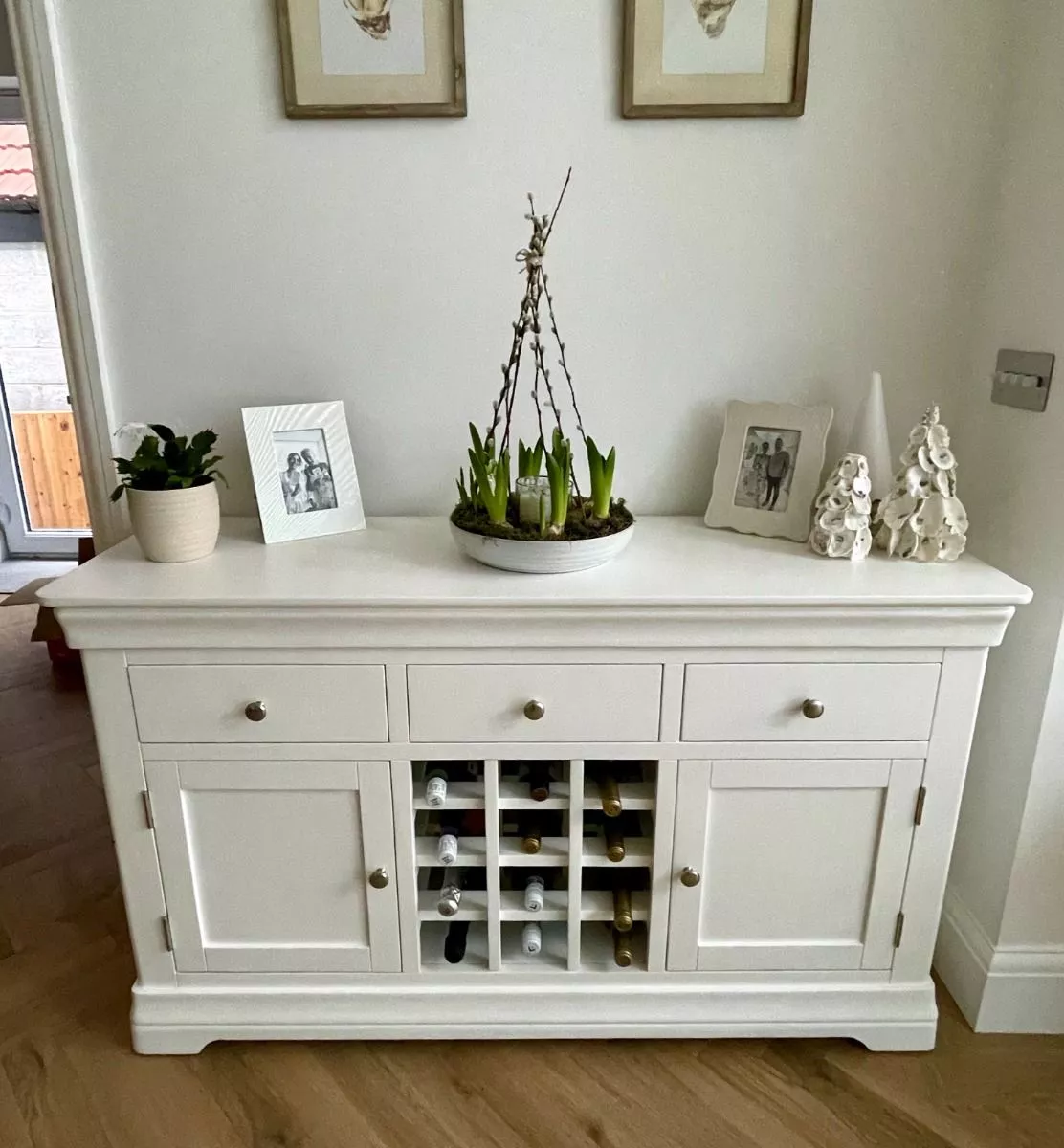 White kitchen sideboard with wine rack sale