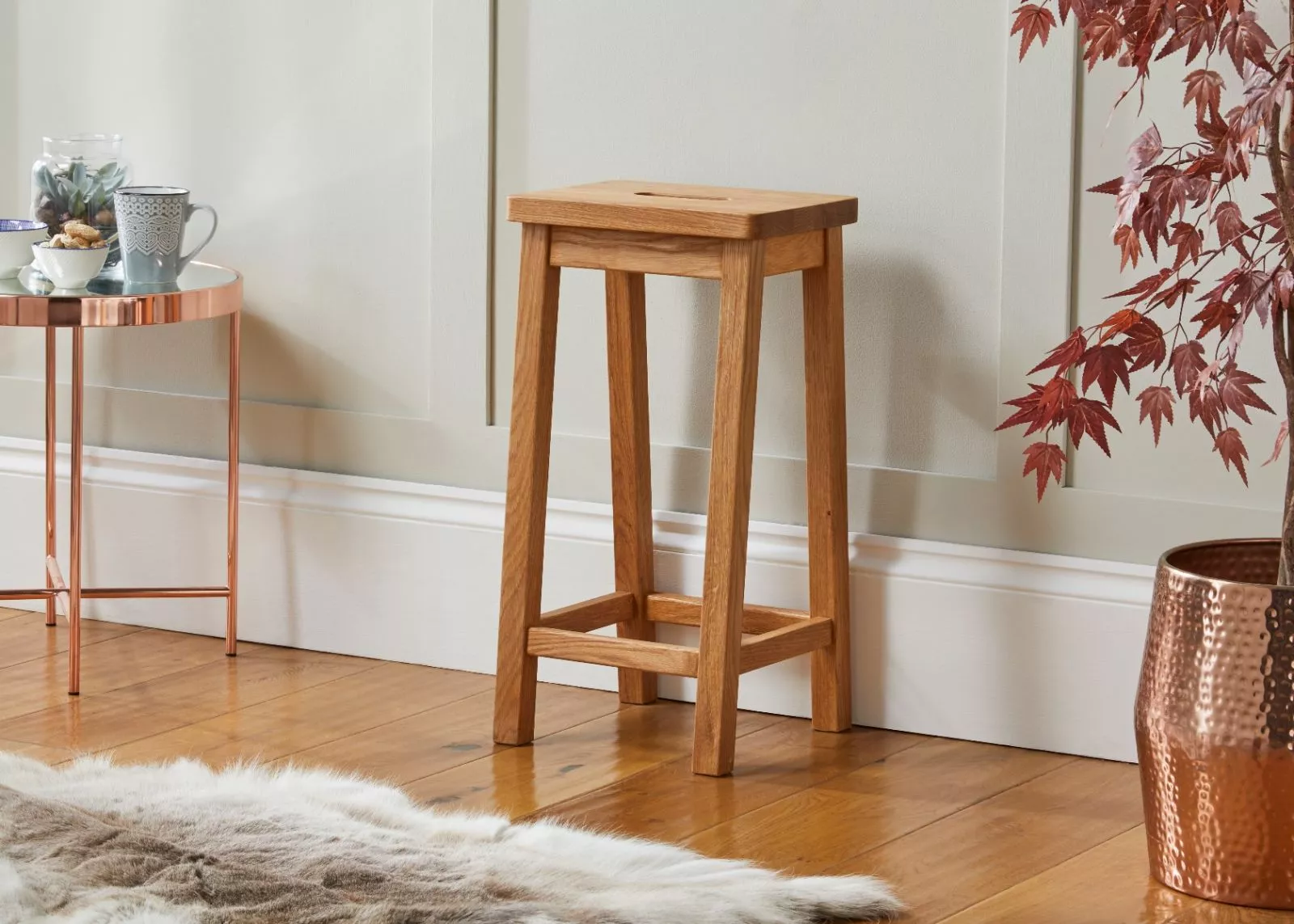 Solid Oak Kitchen Stool Refectory Free Delivery Top Furniture