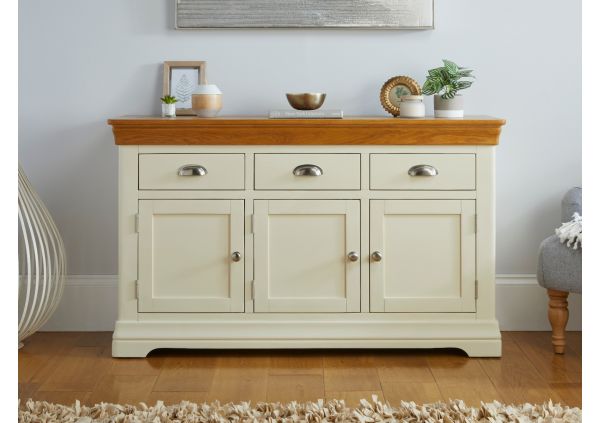 Country Oak Farmhouse 140cm Cream Painted Sideboard - Free Delivery ...