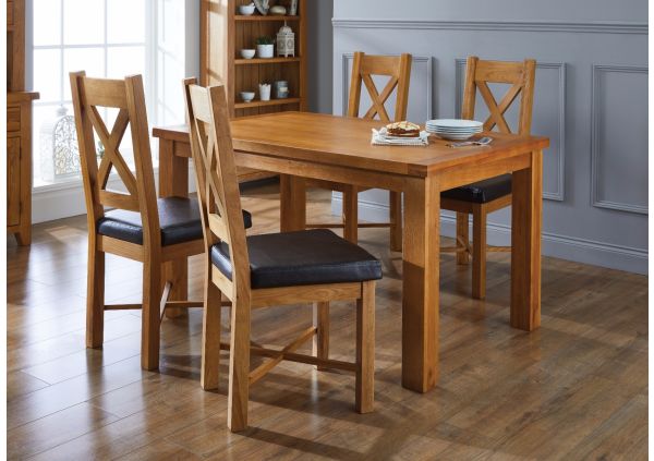 Country Oak 140cm Fixed 6 Seater Dining Table