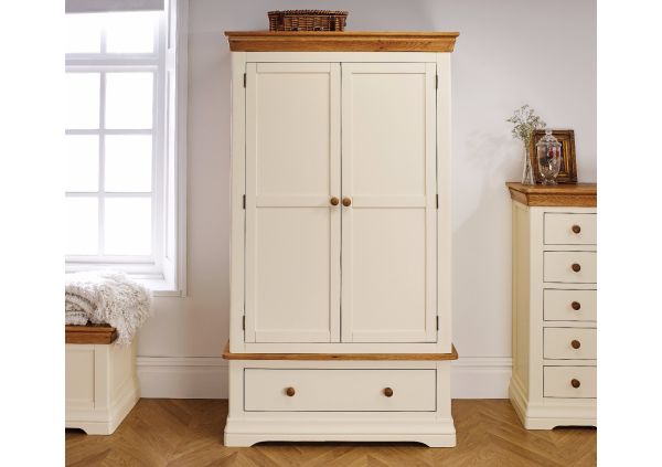 Cream Painted Oak Double Wardrobe - Free Delivery | Top Furniture