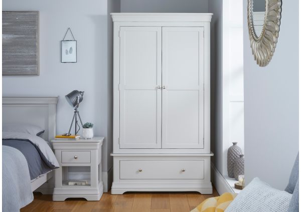 Toulouse Grey Painted Double Wardrobe with Drawer - Free Delivery | Top ...