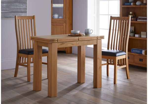 Lichfield Flip Top Square Oak Dining Table - Flip Oak Table