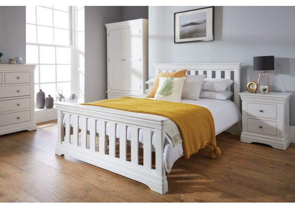 Toulouse White Painted 4 foot 6 inches Slatted Double Bed - Free ...