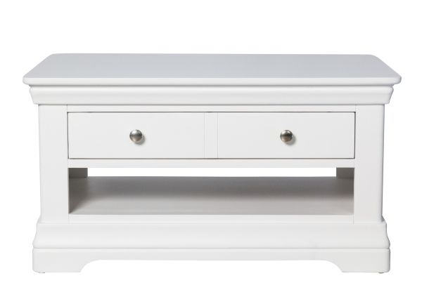 Toulouse White Painted Coffee Table with Drawer | Fully Assembled