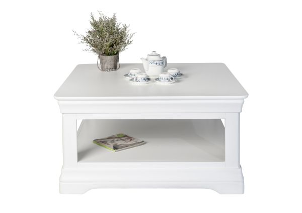 Toulouse White Painted 90cm Square Coffee Table With Shelf