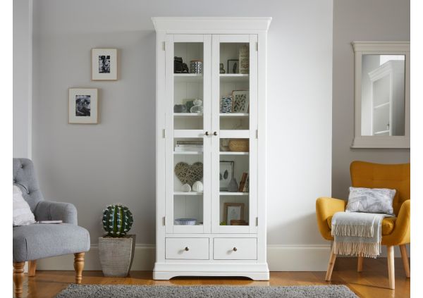 Toulouse White Painted Tall Glass Display Cabinet | Fully Assembled