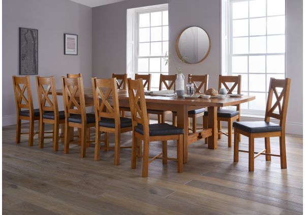 Chateaux 340cm Large Solid Oak Extending Dining Table