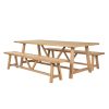 Doveridge 220cm Whitewash Limed Oak Large Trestle Dining Bench - 10% OFF CODE SAVE - 3