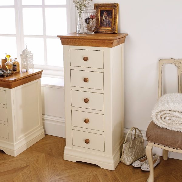 White store oak tallboy