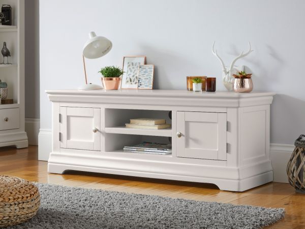 Toulouse Large Grey Painted TV Unit 2 Doors and Shelf | Fully Assembled