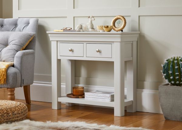 toulouse white console table