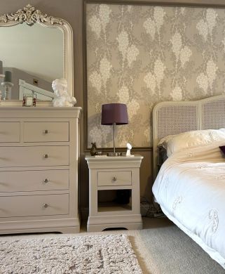 Toulouse Grey Painted One Drawer Fully Assembled Bedside Table & Chest of Drawers displayed in a Grade II listed period home in Shropshire, England
