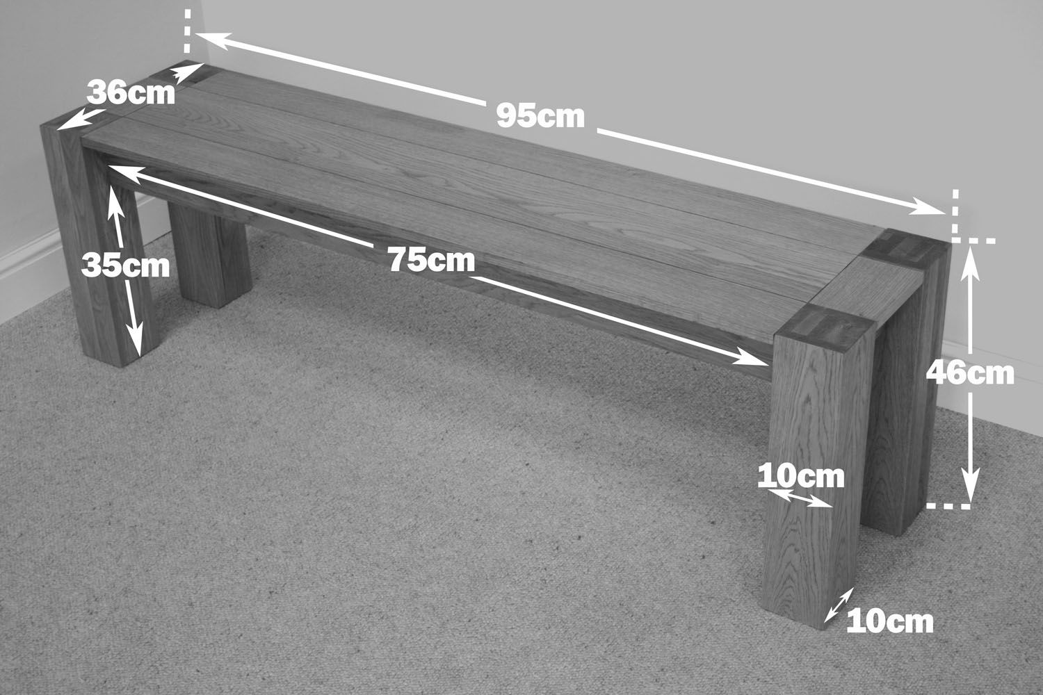 Cambridge 95cm Long Indoor Oak Bench