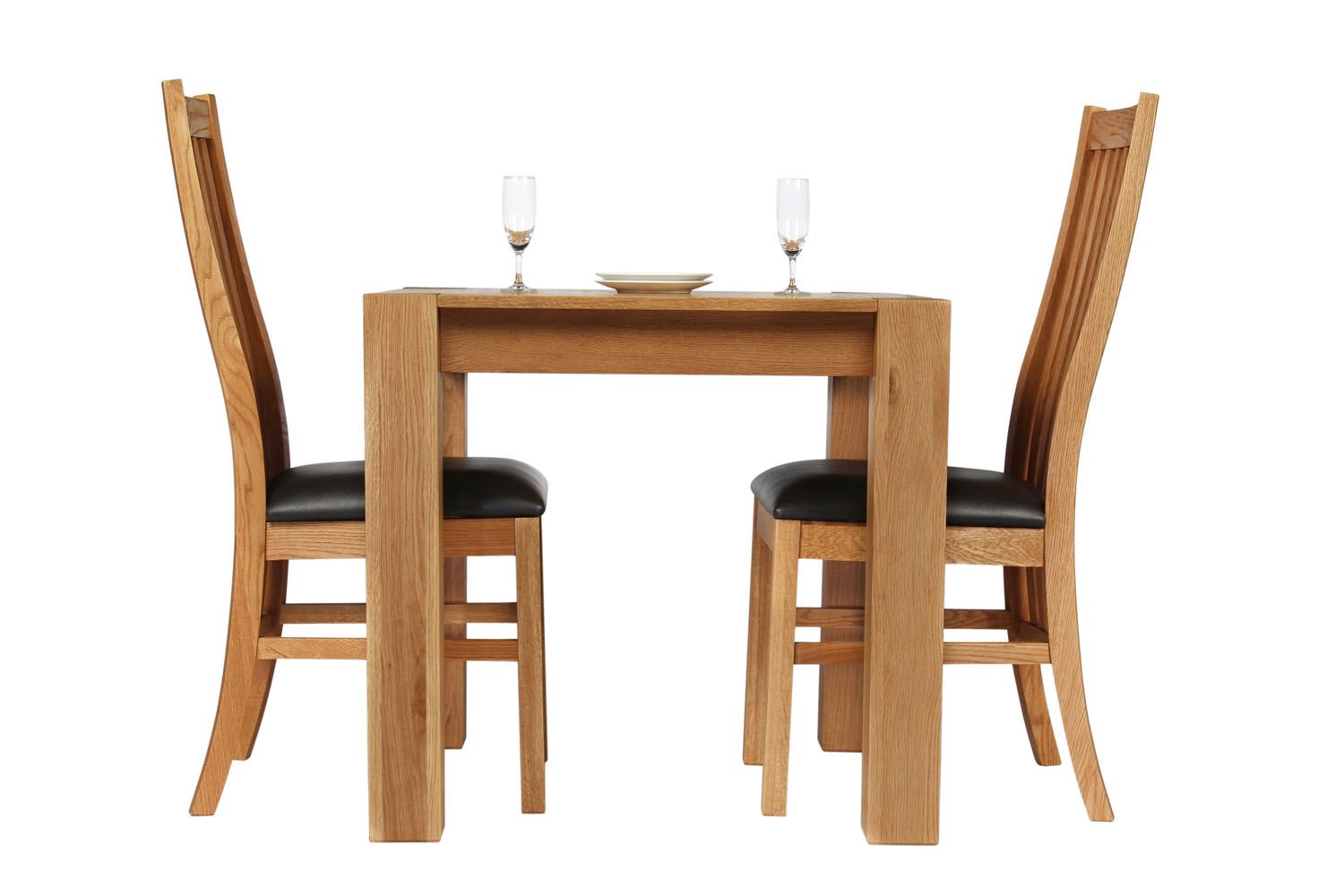 Cambridge Oak Table & Leather Chair Dining Set