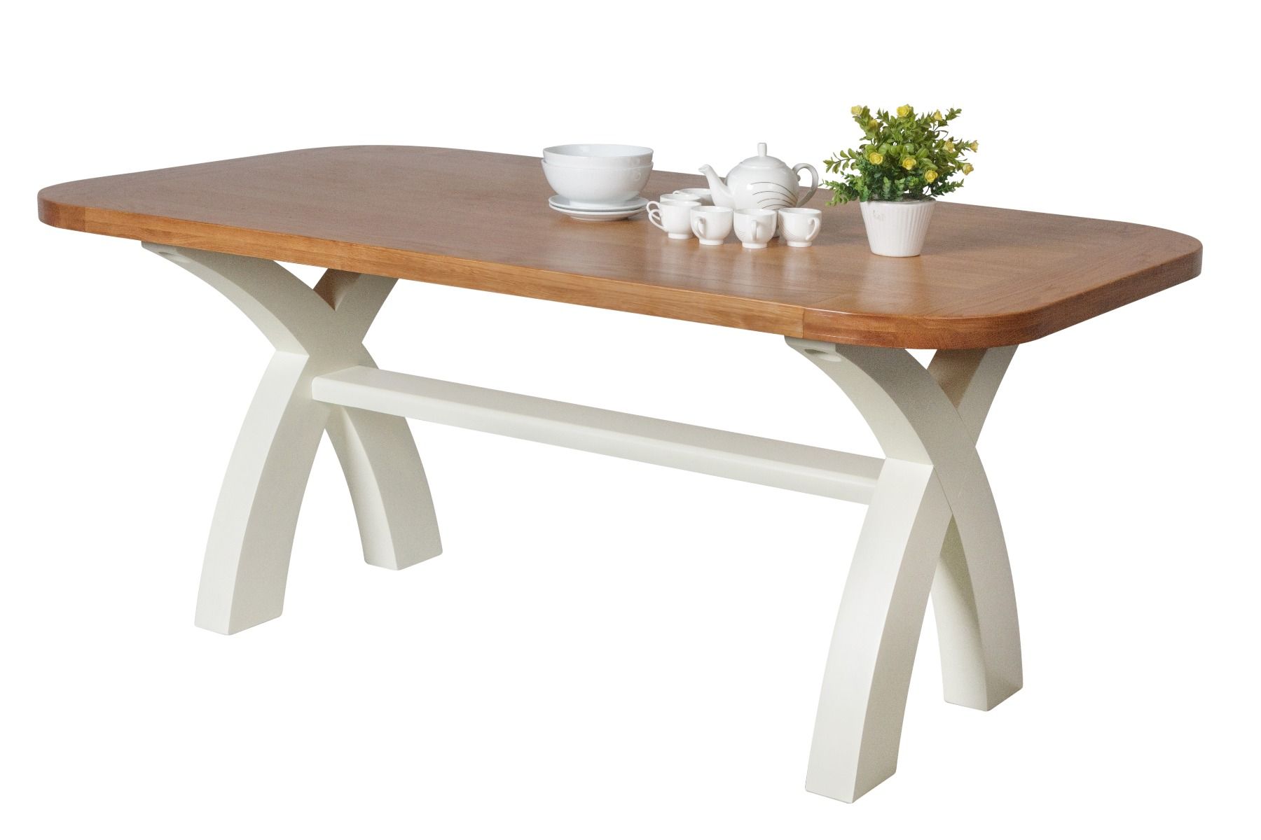 oak table with cream legs