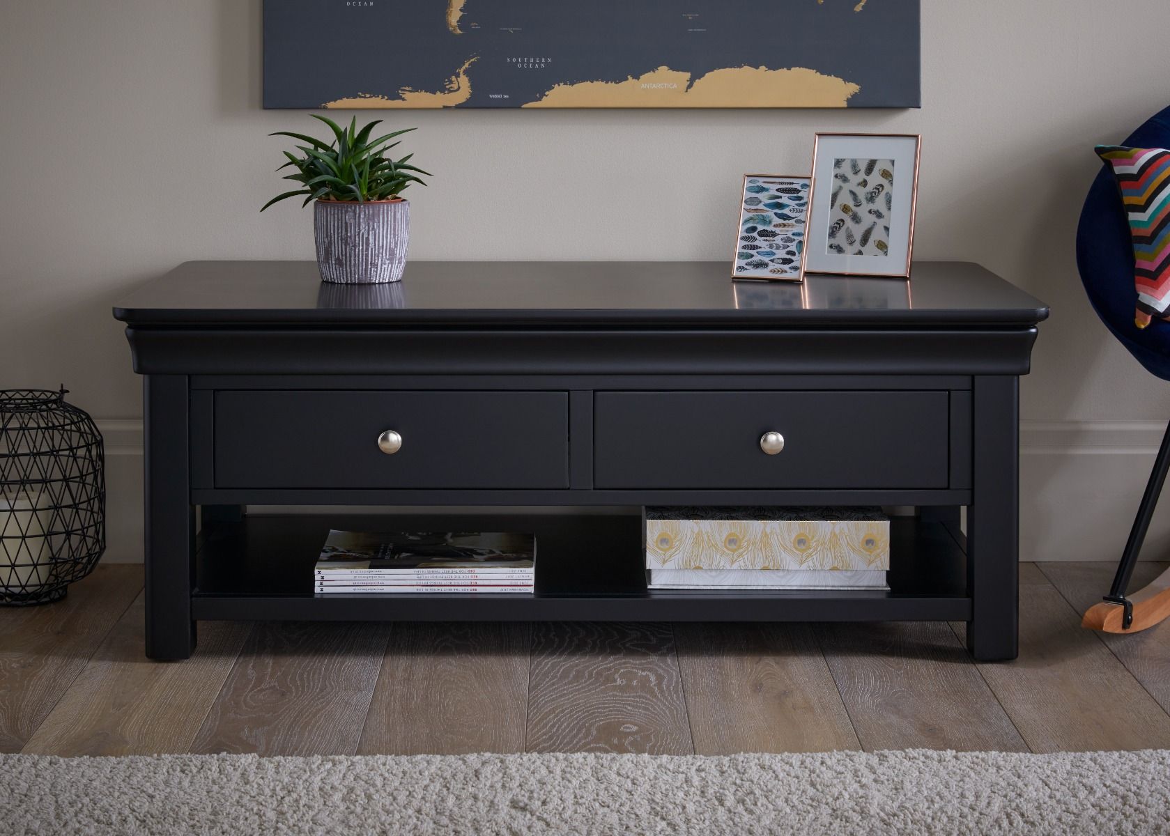 black end table drawer