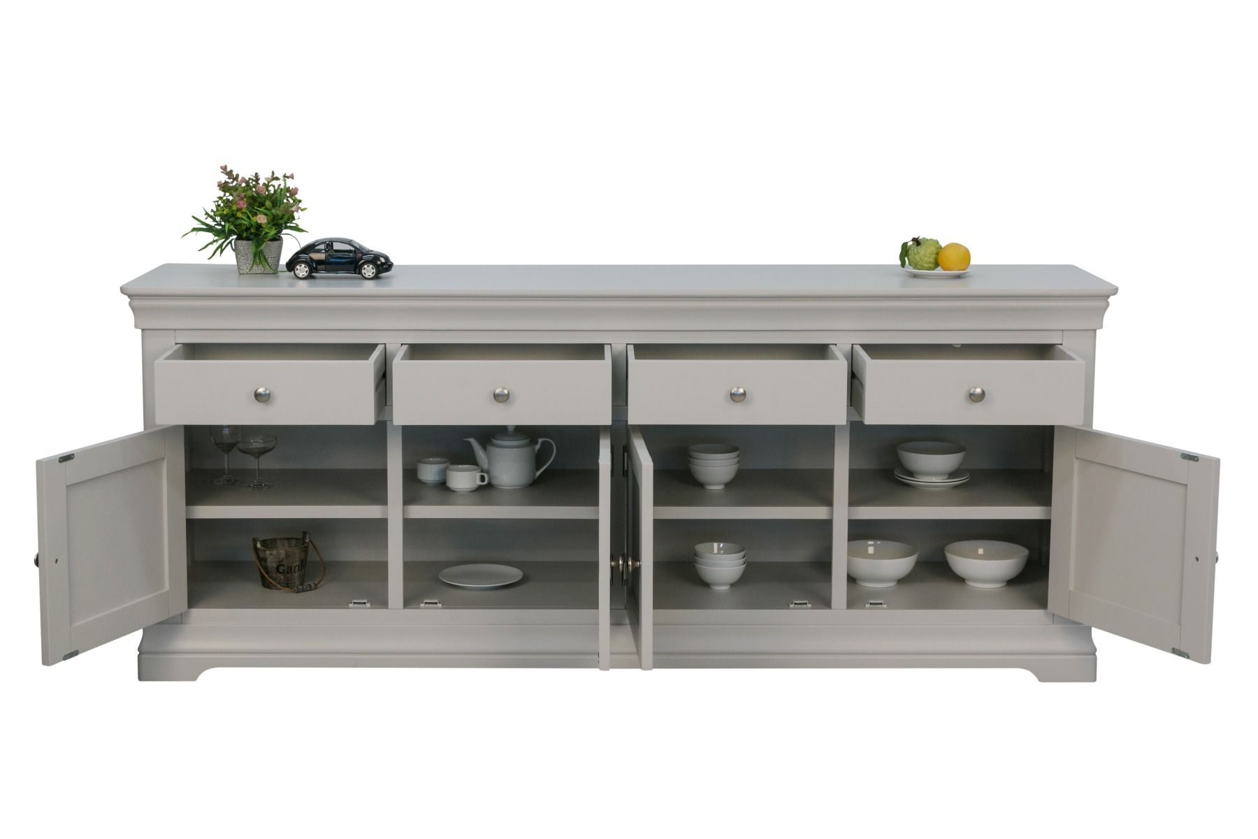 Toulouse Grey Painted 200cm Large Sideboard Fully Assembled