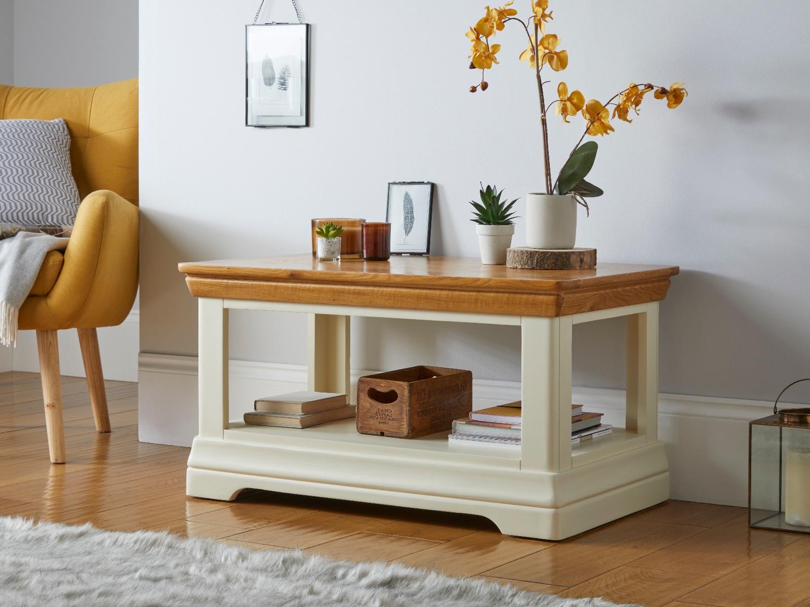 cream painted oak coffee table