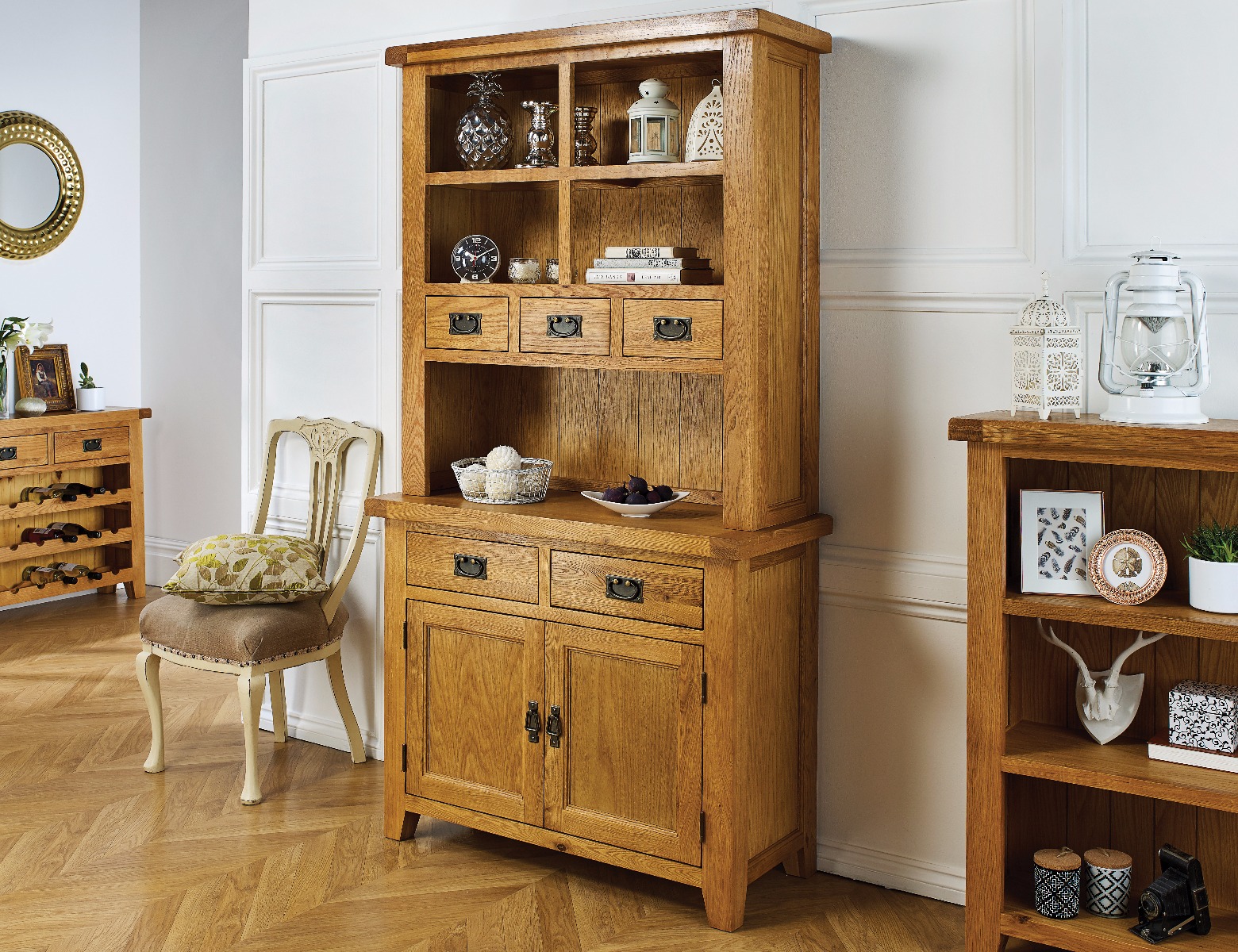 Small Buffet Hutch Oak Display Cabinet From Top Furniture