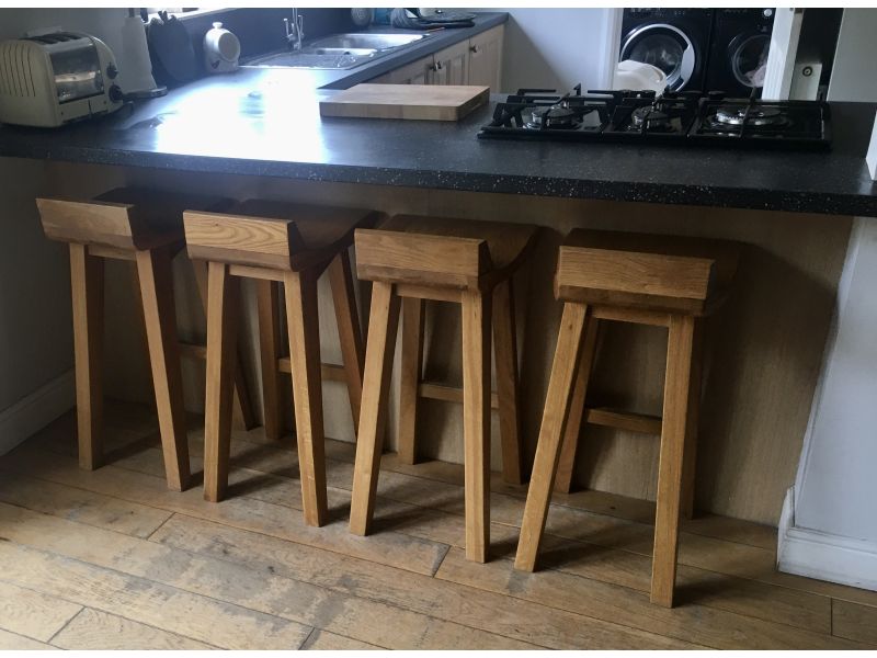 Solid Oak Contemporary Bar Stool | Wave | Free Delivery | Top Furniture