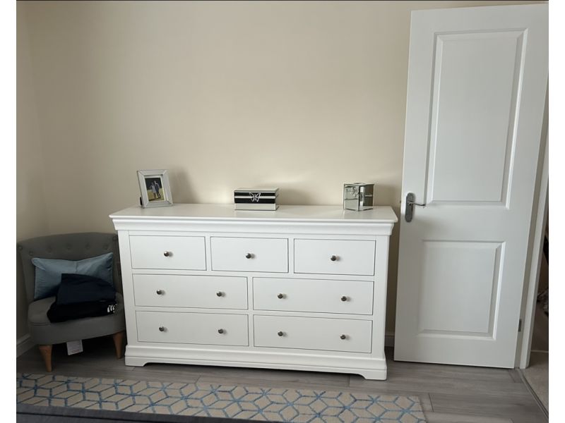 Toulouse White Painted Grande Extra Large 3 Over 4 Chest Of Drawers 