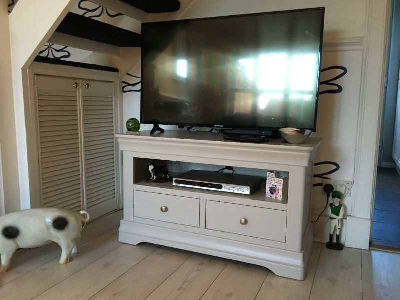 Toulouse Grey Painted TV Unit 2 Drawers Fully Assembled